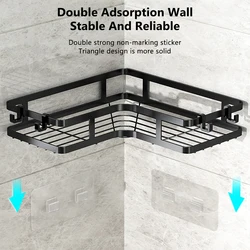 Wall mounted Bathroom Corner Shelf Without Drilling Stainless Steel  Metal Shower Shelves With Hook Bathroom Accessories