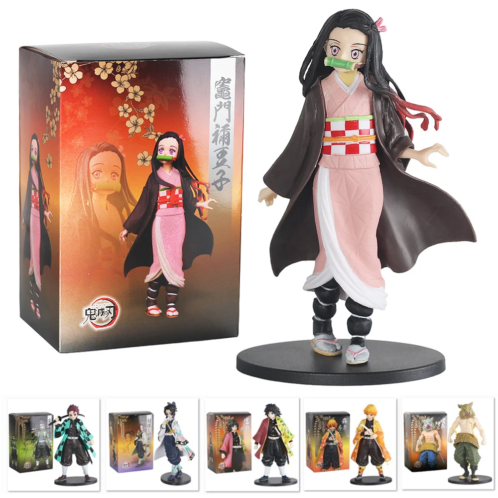 Anime Demon Slayer Figure Kamado Tanjirou Nezuko Action Figures PVC Model Toys Zenitsu Figurine Inosuke Kimetsu No Yaiba Figura