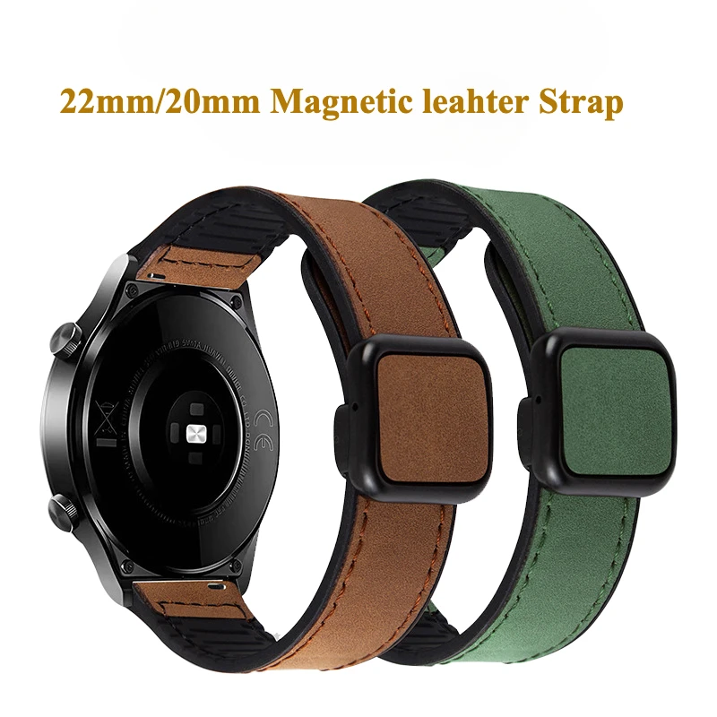 20mm 22mm Leather Silicone Strap for Huawei Watch GT 4 3 Pro2 2E 46mm Band Magnetic Buckle Wristband Bracelet Accessories correa