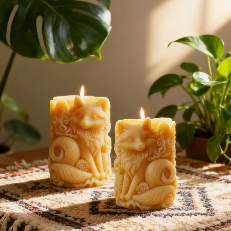 

3D Fox Scented Candle Silicone Mold DIY Handmade Soap Diffuser Stone Ornament Molds for Candles Making Supplies Moule Silicone