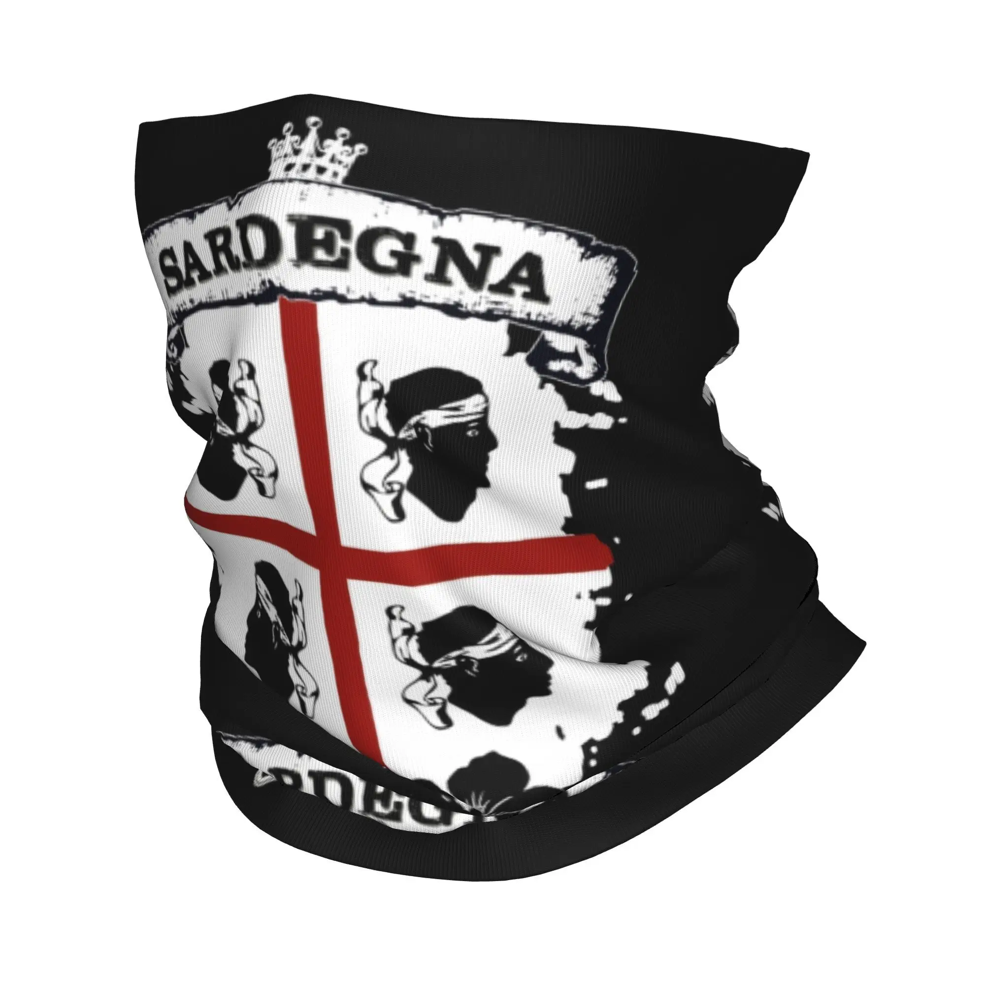 Custom Sardinia Flag Four Moors Bandana Neck Warmer Women Men Winter Hiking Scarf Gaiter Italy Sardegna Coat of Arms Face Cover