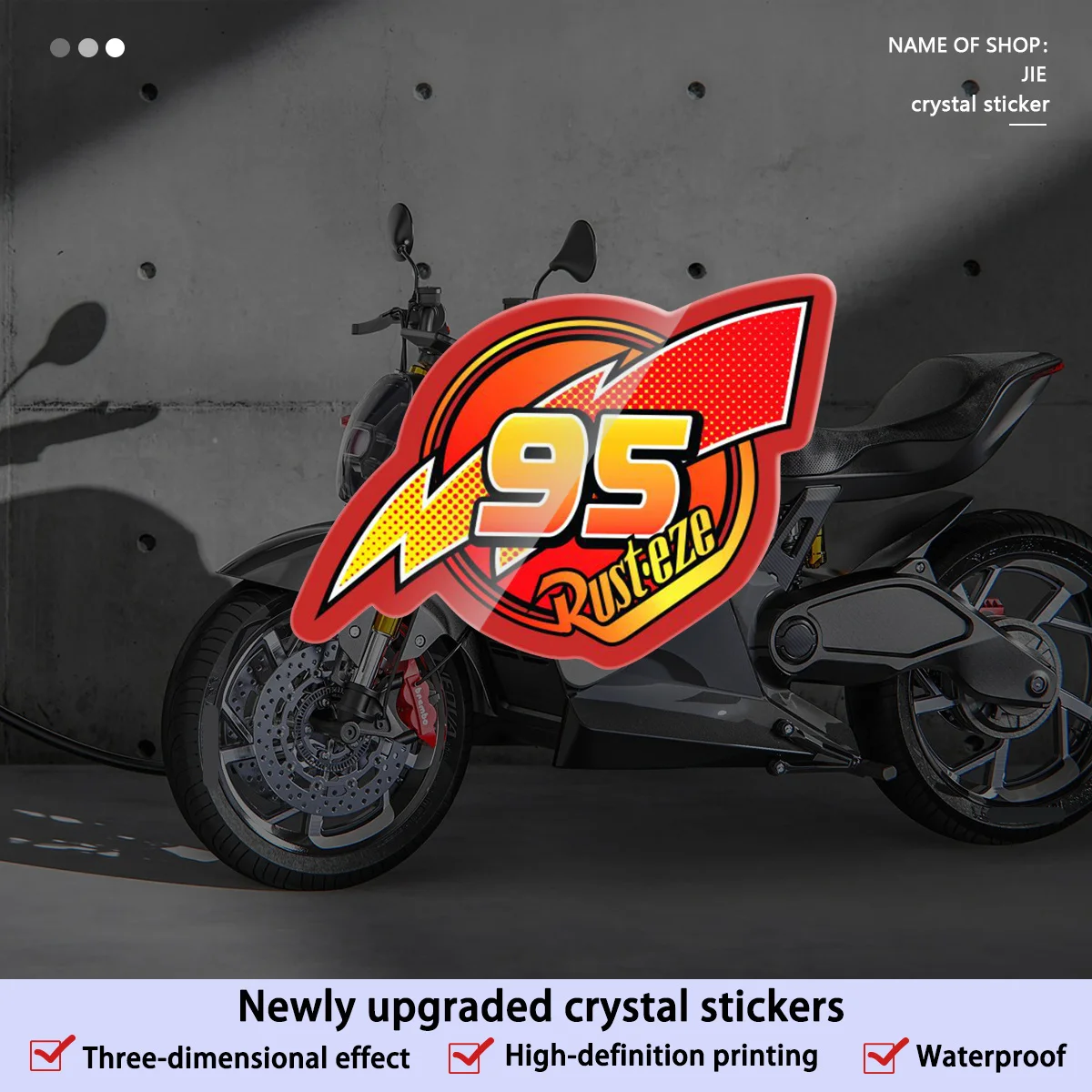 1PC Crystal Self-Adhesive Upgraded Decal (95 Style, HD Printing, Waterproof) for Motorcycle & Vehicle Create Customization