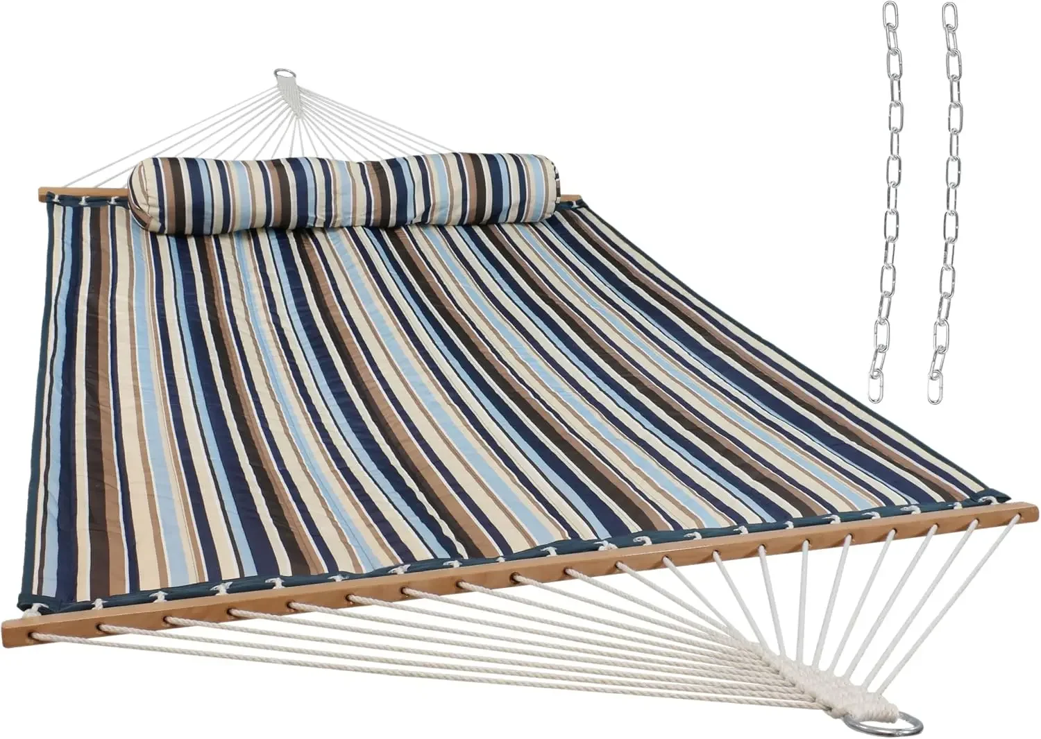 Sunnydaze Quilted Double Hammock for Outside with Pillow, 450 lb Capacity | Ocean Isle, 74
