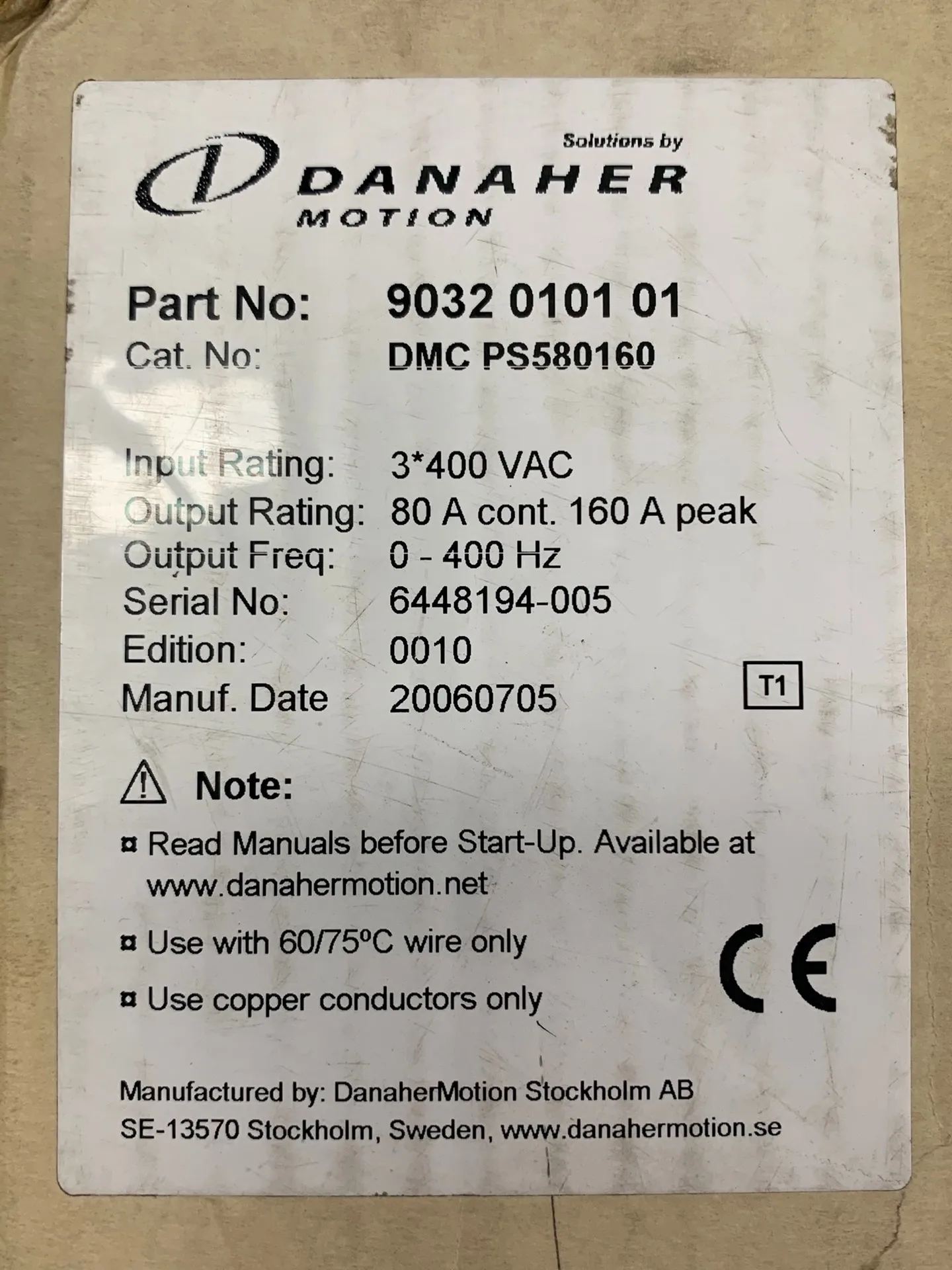 DMC PS 580160   Servo Drive voor Danaher