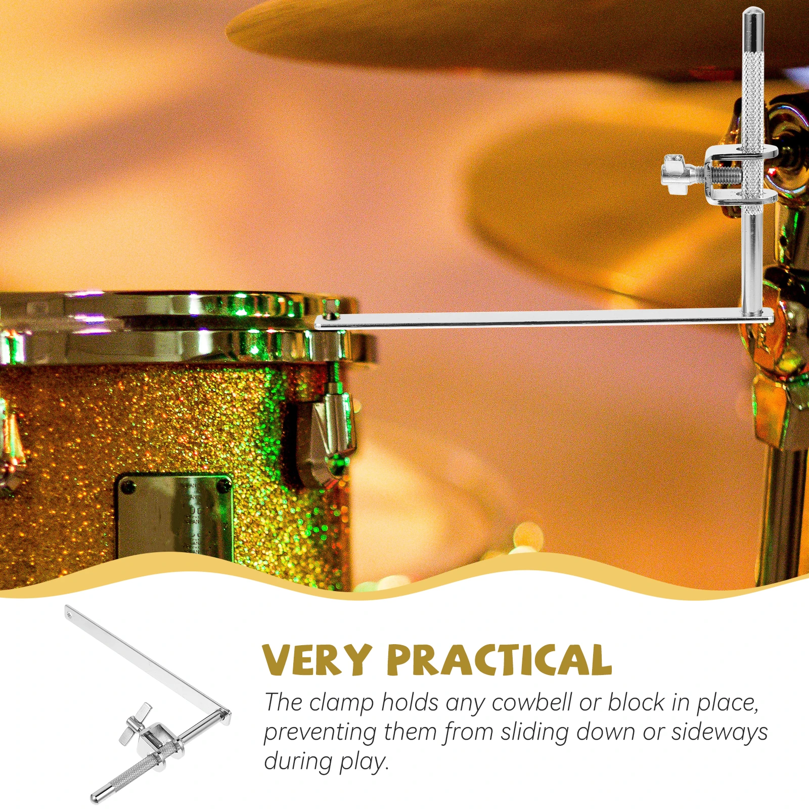 

1 set 1 Set Cowbell Clamp Bracket For Snare Kit Mounting Clip Extension Clamp Drum Set Accessory Metal Cowbell Holder Drum Music