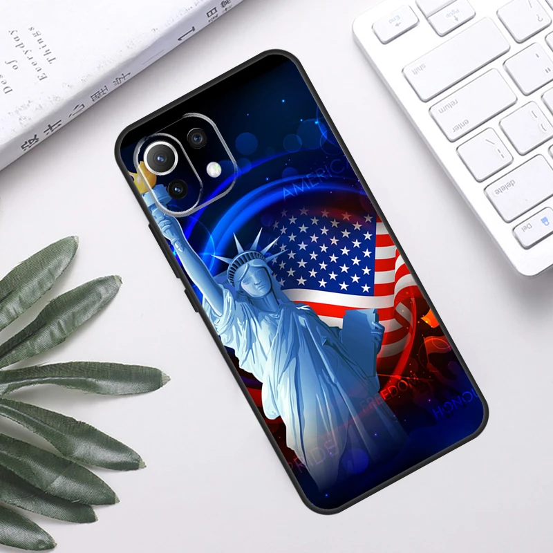 America Flag Statue of Liberty Case For POCO F5 X3 X5 Pro F3 F4 GT M5s C40 Back Cover For Xiaomi 13 12 Lite 11T 12T Pro 12X