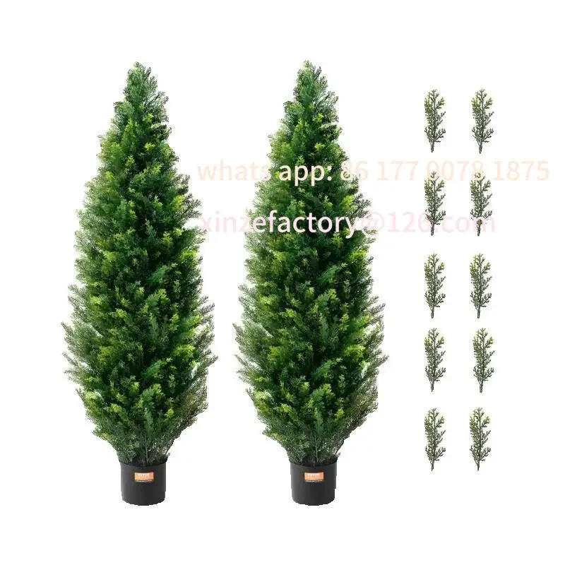 

Customizable Artificial Cedar Topiary Tree Evergreen Fake Pine Cypress Trees Plant Artificial Greenery Set for Home