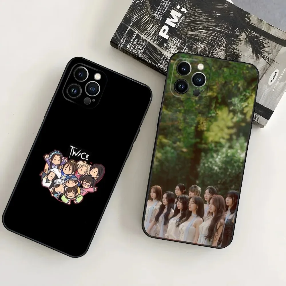 KPOP T-TWICE-S Phone Case For iPhone16,15,14,13,12 Mini 11 Pro XR,X,XS,MAX 7,8 Plus Silicone Cover Soft Black