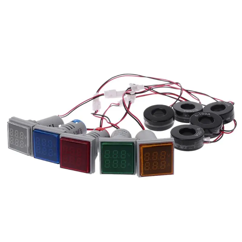 Piazza LED Digital Voltmetro Amperometro 22 millimetri Luci di Segnalazione Volt di Tensione Ampere di Corrente Meter Tester Indicatore di Misura AC 60- 500V