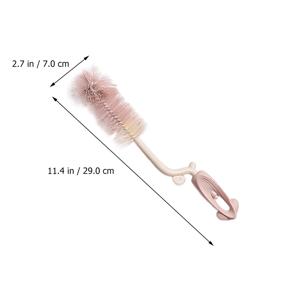 Tube Cleaner Infant Pacifier Cleaning Brush 360 Rotation Bottle Pink Plastic Baby