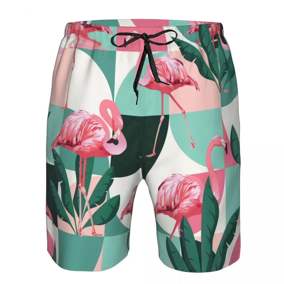 

Mens Swimming Shorts Swimwear Jungle Pink Flamingos With Banana Leaves Men Trunks Swimsuit Beach Wear Boardshorts