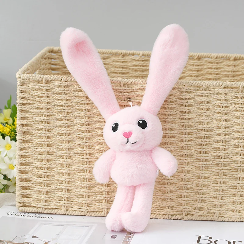 30cm Plush Rabbit Long Ears Pullable Rabbit Doll Keychain Ear Legs Retractable Rabbit Plush Toy Bag Ornament Children\'s Gift