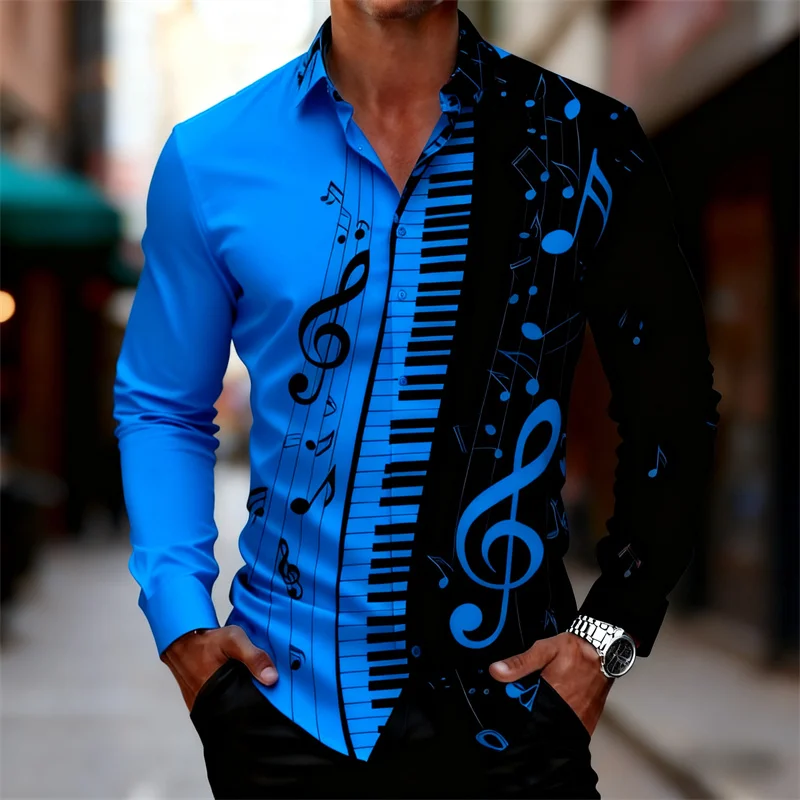 piano dress shirt OAS - Deckchair Piano Shirt - Size L - Male - Shirts - Creme / Yellow