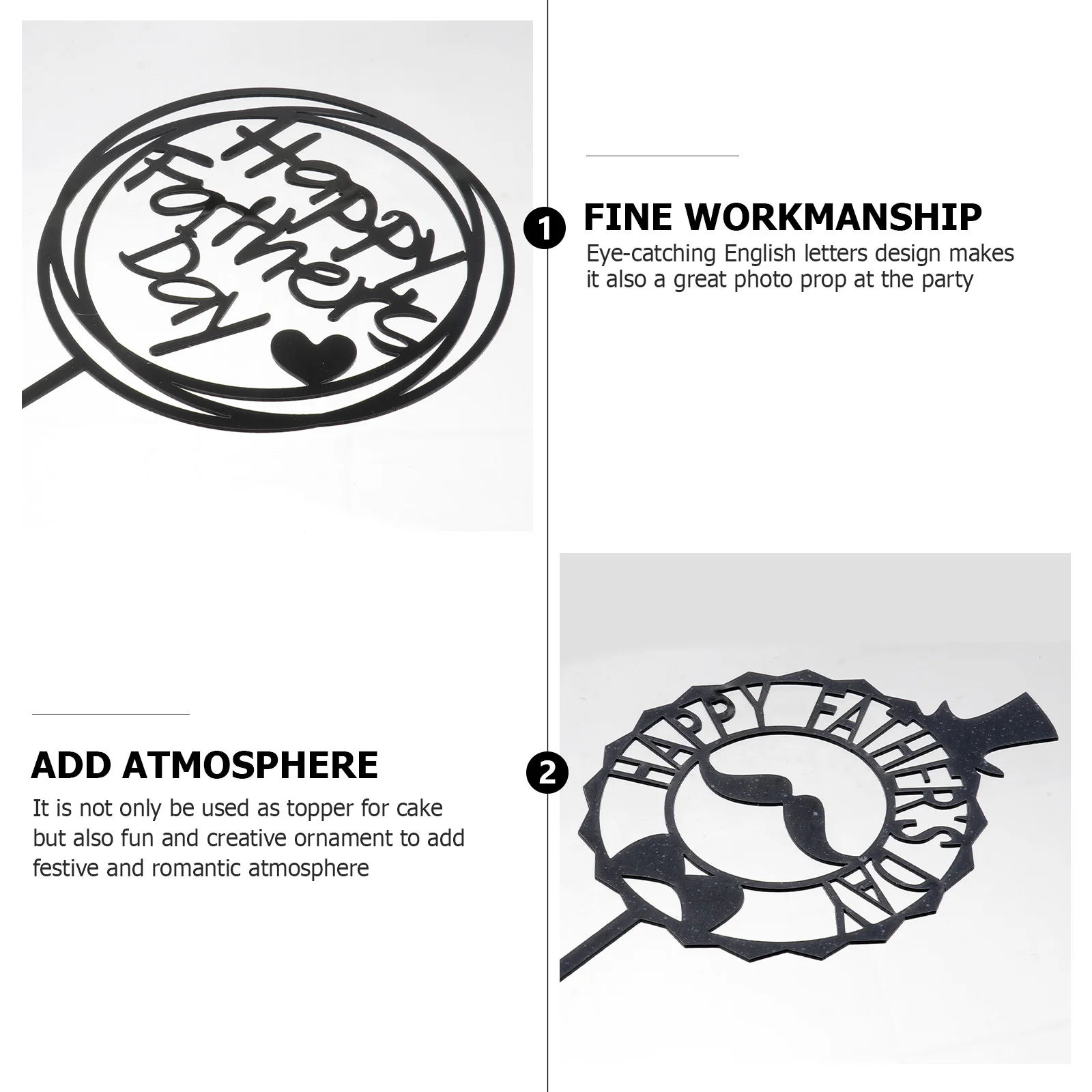 

8 Pcs Acrylic Inserts Father's Day Decor Party Cake Props Elegant Baking Topper Cake Decor Color Safe Material