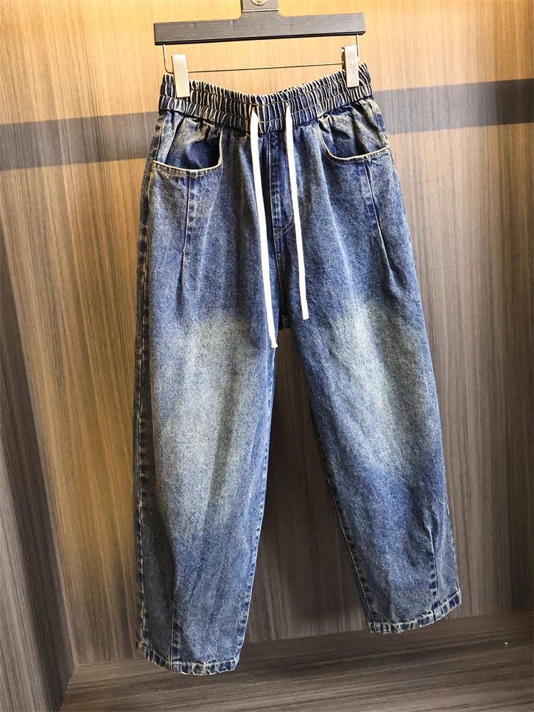 

Широкие брюки для папы в стиле ретро, свободные прямые джинсы, мужские винтажные джинсы с завышенной талией, весна 2025 года, современные молодежные длинные брюки