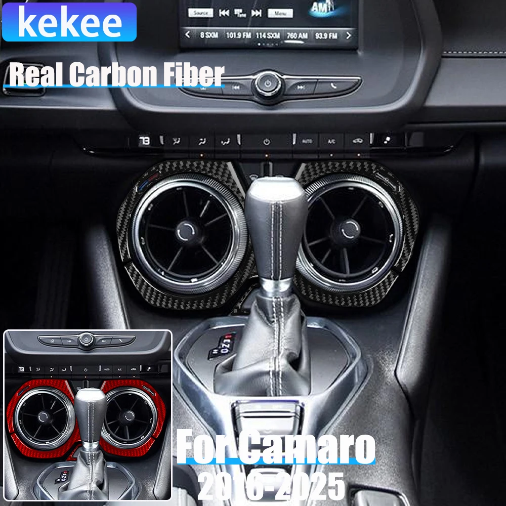 

Real Carbon Fiber Car Accessories Center Air Vent Decorative Trim Cover Soft Sticker For Chevrolet Camaro 6th Gen 2016-2025