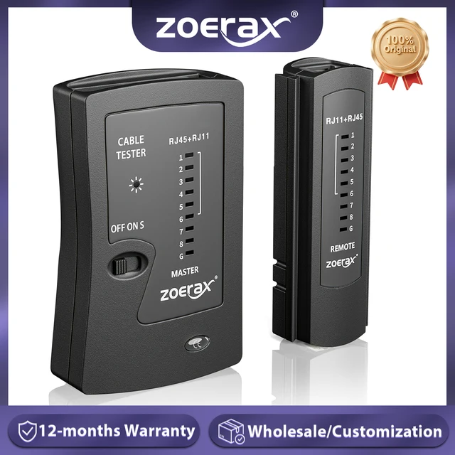 ZoeRax Tester kabla sieciowego Ethernet dla sieci LAN RJ45 Cat5 Cat5e Cat6 Cat6a Cat7 UTP/kabel ekranowany i RJ11 RJ12