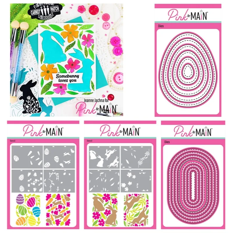 토끼 홉 공예 계란 부활절 타원형 금속 절단 다이, 실리콘 스탬프, 스크랩북 스텐실, 사진 앨범 카드, DIY 종이 엠보싱