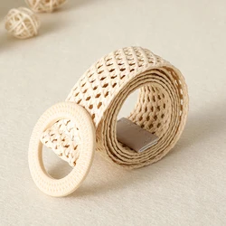 New Women's White Fashionable Woven Belt Dress Long Shirt Decorative Belt Waist Cover