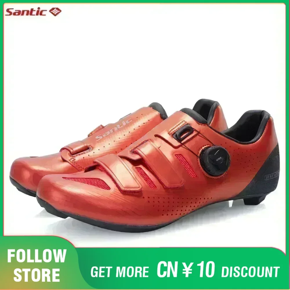 Santic Carbon Fiber Cycling Lock Shoes Wear Resistant Outdoor Road Riding Sneaker Adjustable Road Bicycle Shoes Unisex Men Women