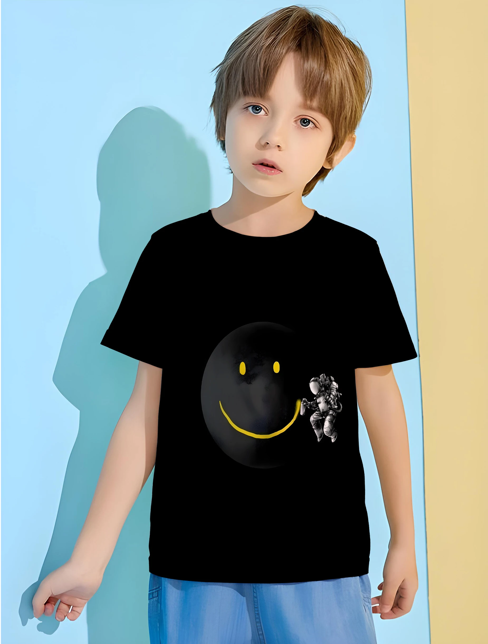 

Space Painting Korean Children's Clothes 2024 Kids Clothes Children's Clothing Boys T Shirts T-shirts for Boys T-shirty Tops