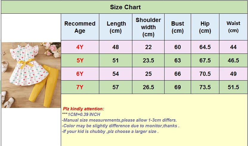 2PCS Kids Girl Lovely Clothing Set Heart Sleeveless Top with belt+Pants Little Girl Birthday Party Costume for Children 4-7Years