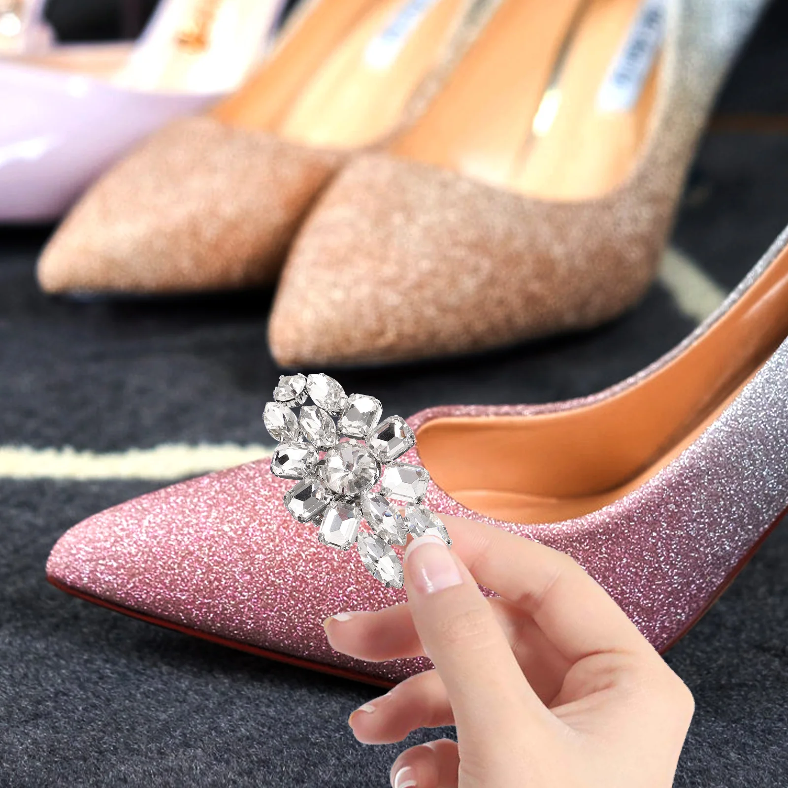 

White Detachable Rhinestone Shoe Buckles for High Heels S Wedding Shoes Decorative Accessories Elegant Bling Bride Gifts
