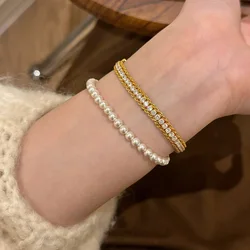 New in silver 925 Hollow out dazzling Diamond bracelet for women High Quality Light Luxury Shining Chain bangles Fashion Jewelry