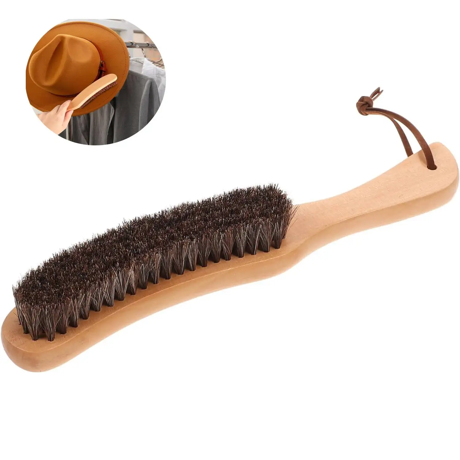 2PCS Wooden Clothes Brush Horse Hair Brush Lint Brush for Suits  Velvet Wool Fabrics to Easily Remove Fluff Fuzz Dust Pet Hair