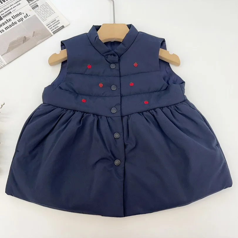 fall winter baby girl clothes Refined fruit embroidered vest girls outerwear girls winter clothing