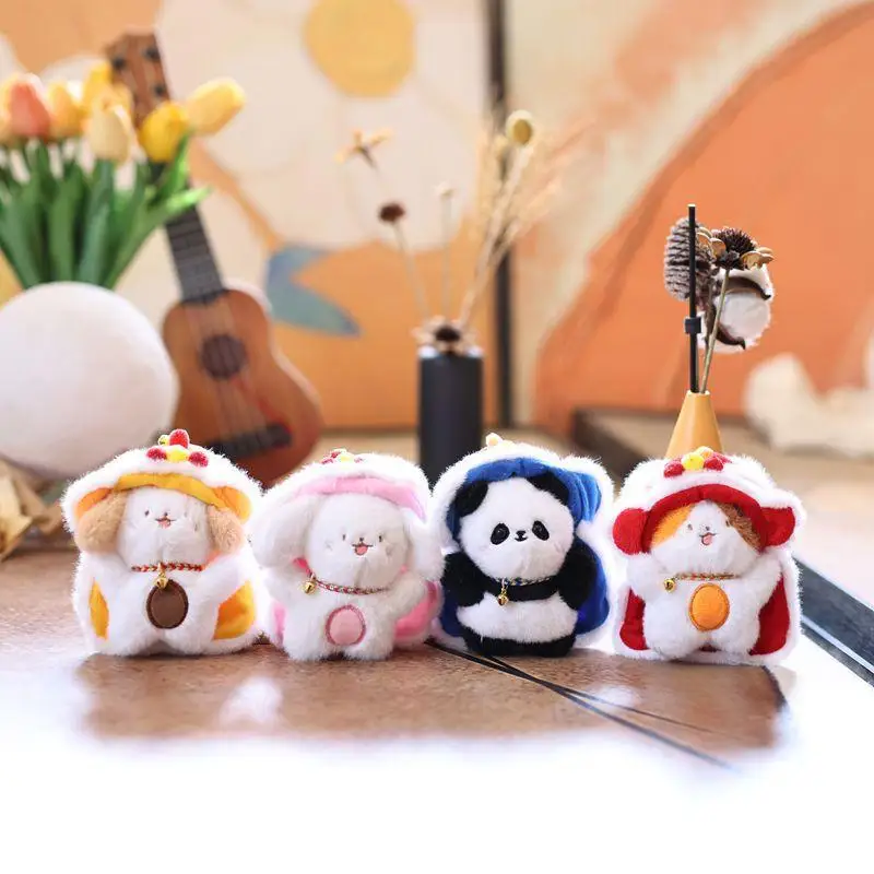 

Charming Plush Lion Dance Panda Dog Doll, Stuffed Animal Keychain, Backpack Hanger, Children's Gift