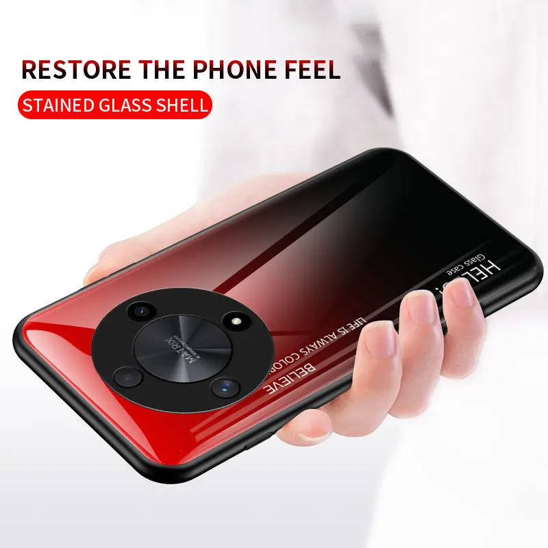 Honor X9B 5G ALI-NX1 Case Gradient Tempered Glass Hard Back Cover Phone Case Silicone TPU Bumper for Honor X9B HonorX9B ALI NX1