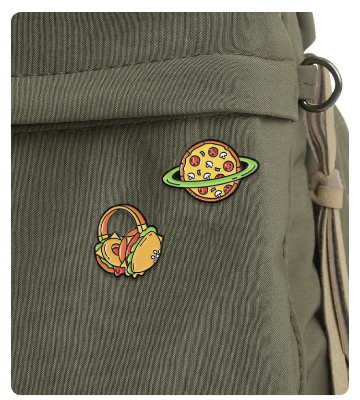 4-piece set of cute food-shaped donuts, pizza, and burgers clothing, hat, backpack, brooch, and badge accessories gift