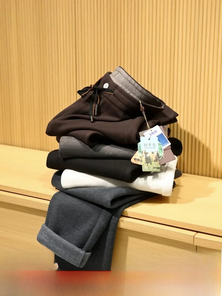 Pantalones informales italianos de lujo para hombre, mezcla de lana, cálidos, sencillos y ligeros, versátiles, para ir al trabajo, Otoño e Invierno