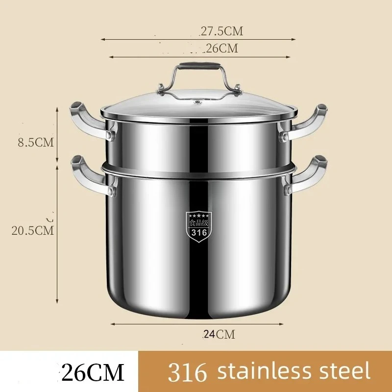 Suitable for 316 stainless steel thick high soup pot, large capacity non stick stew pot, double ear pot
