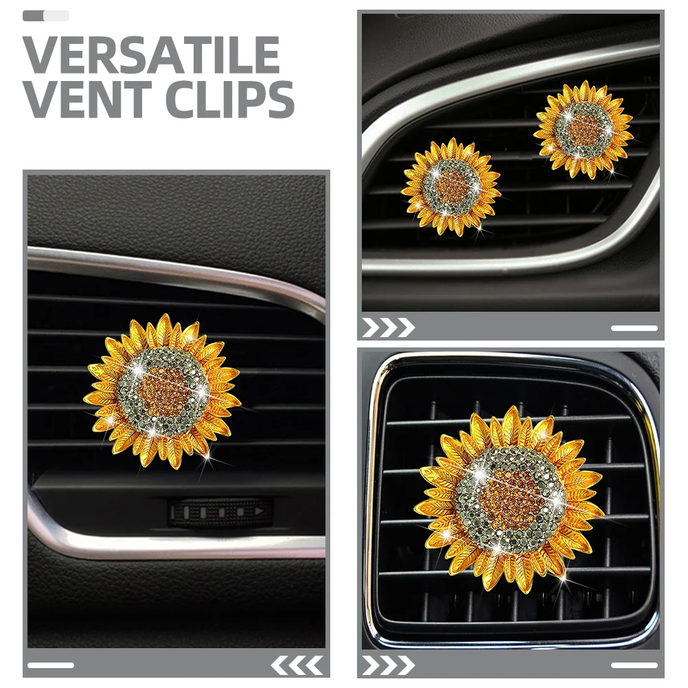 

2 Pcs Air Freshener Flower Vent Clips Car Outlet Decoration Sunflower Accessories Interior for