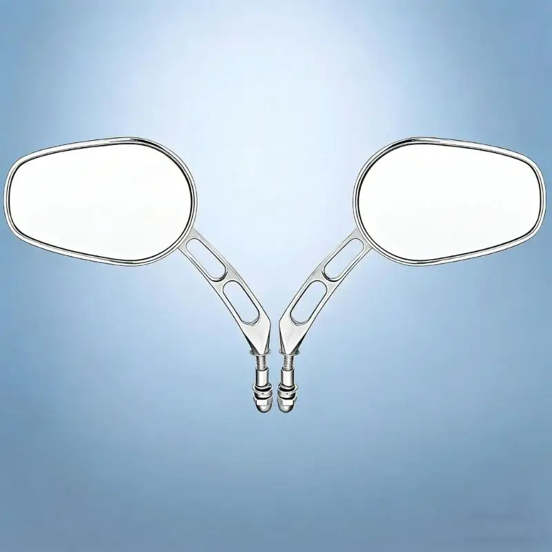 F1CF 2 Items Slotted Stem Design 8mm Motorcycle Mirrors With Transparent Glass For Tourers