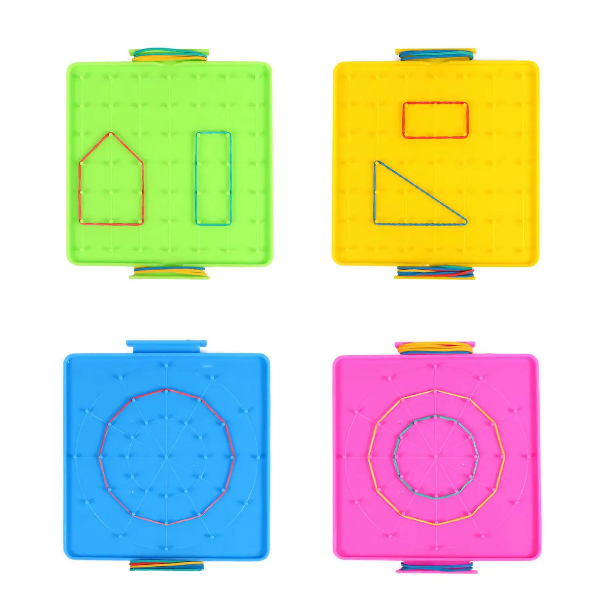 4Pcs Geoboard Pegboard Plastic Nail Board Educational Tools for Kids Geometry Learning Primary Math Practice Creative Classroom