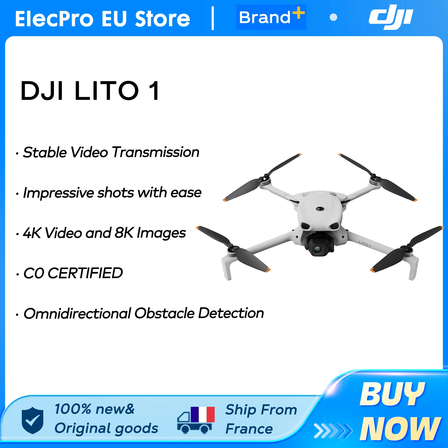 【LOCAL+】DJI Lito 1 Drone con Fotocamera 48MP HD, GPS Stabile, Ritorno con Un Tasto, Mini Quadricottero RC Pieghevole per Principianti Lito 1 C0 Drone 2026