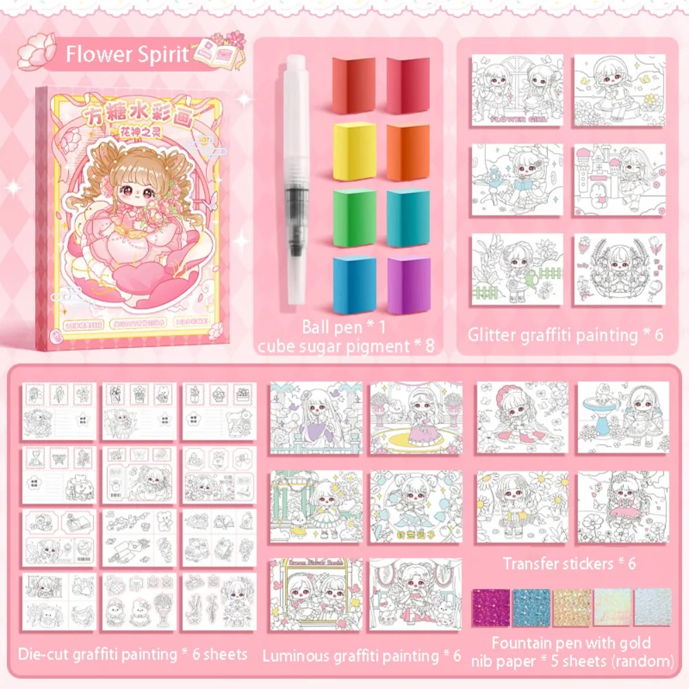 

DIY Kids Watercolor Painting Book Cute Creativity Watercolor Painting Book Cartoon Montessori Toys Water Drawing Book Girls