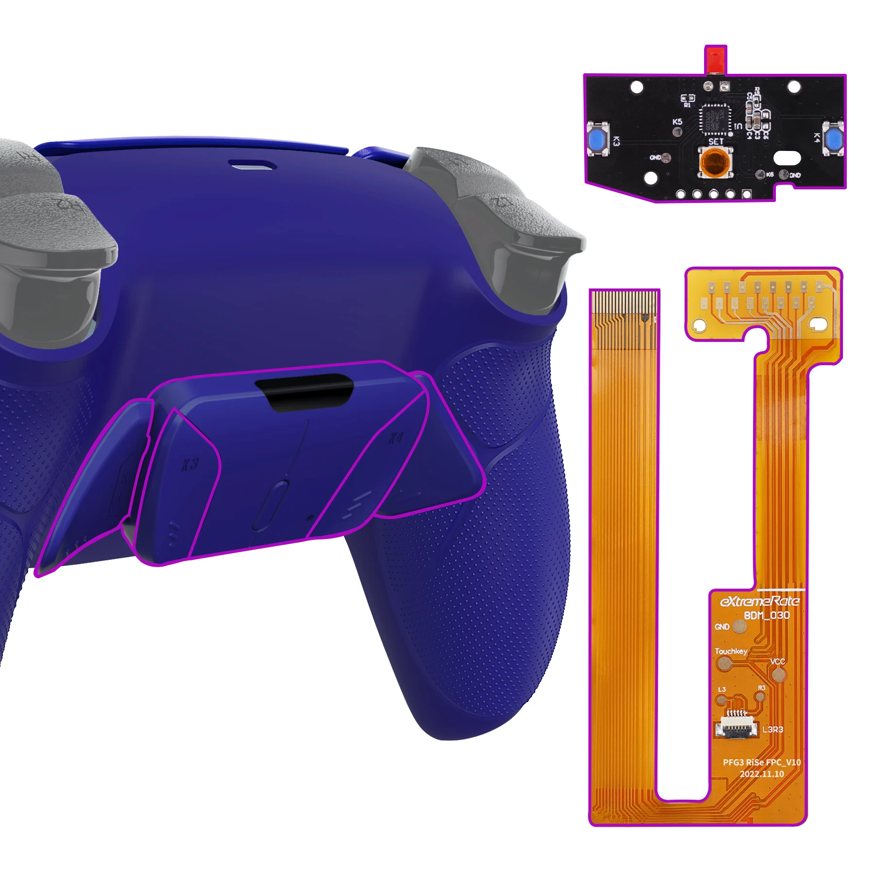 eXtremeRate Programable RISE4 Remap Kit for ps5 Controller BDM-030/040/050, Upgrade Board & Redesigned Back Shell & Back Buttons