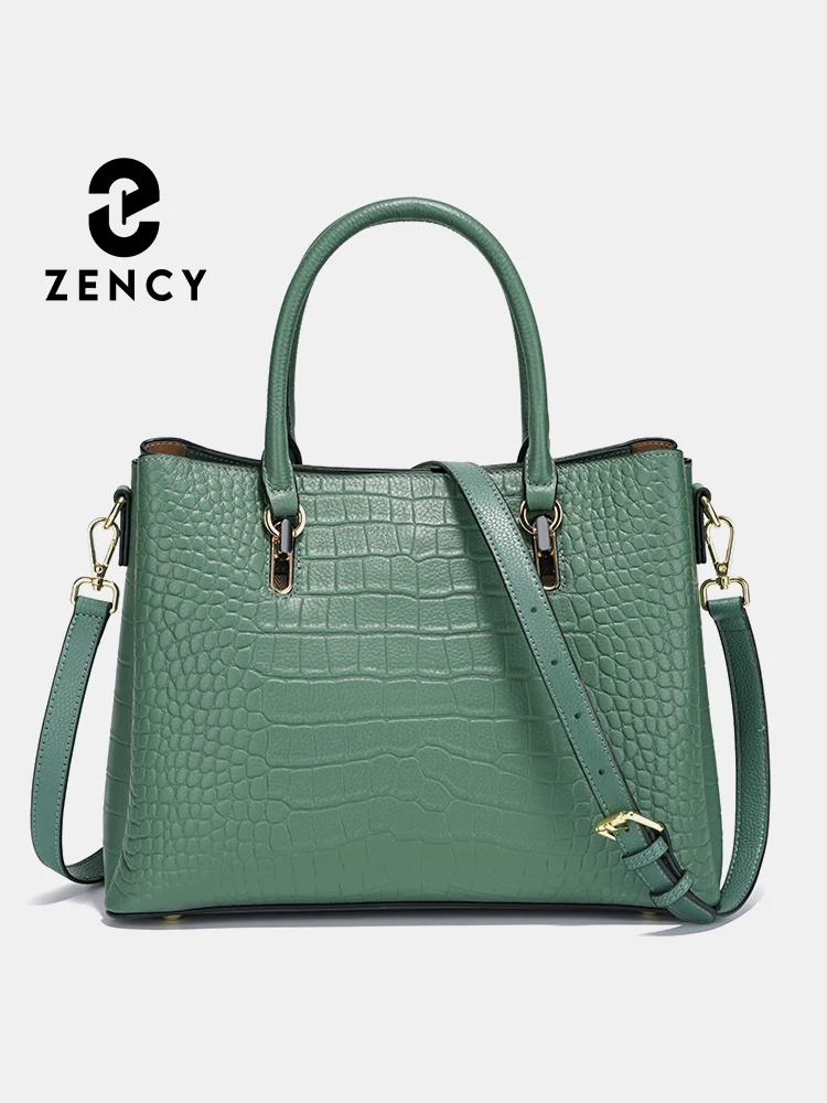 

Женская сумка Zency из натуральной кожи с верхней ручкой, большая вместительная сумка через плечо, новая элегантная женская сумка цвета хаки