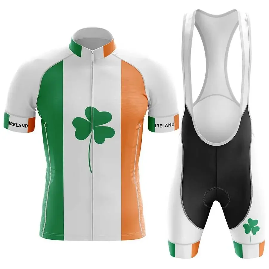 

POWERBAND Ireland NATIONAL SHORT SLEEVE CYCLING JERSEY SUMMER CYCLING WEAR ROPA CICLISMO+BIB SHORTS