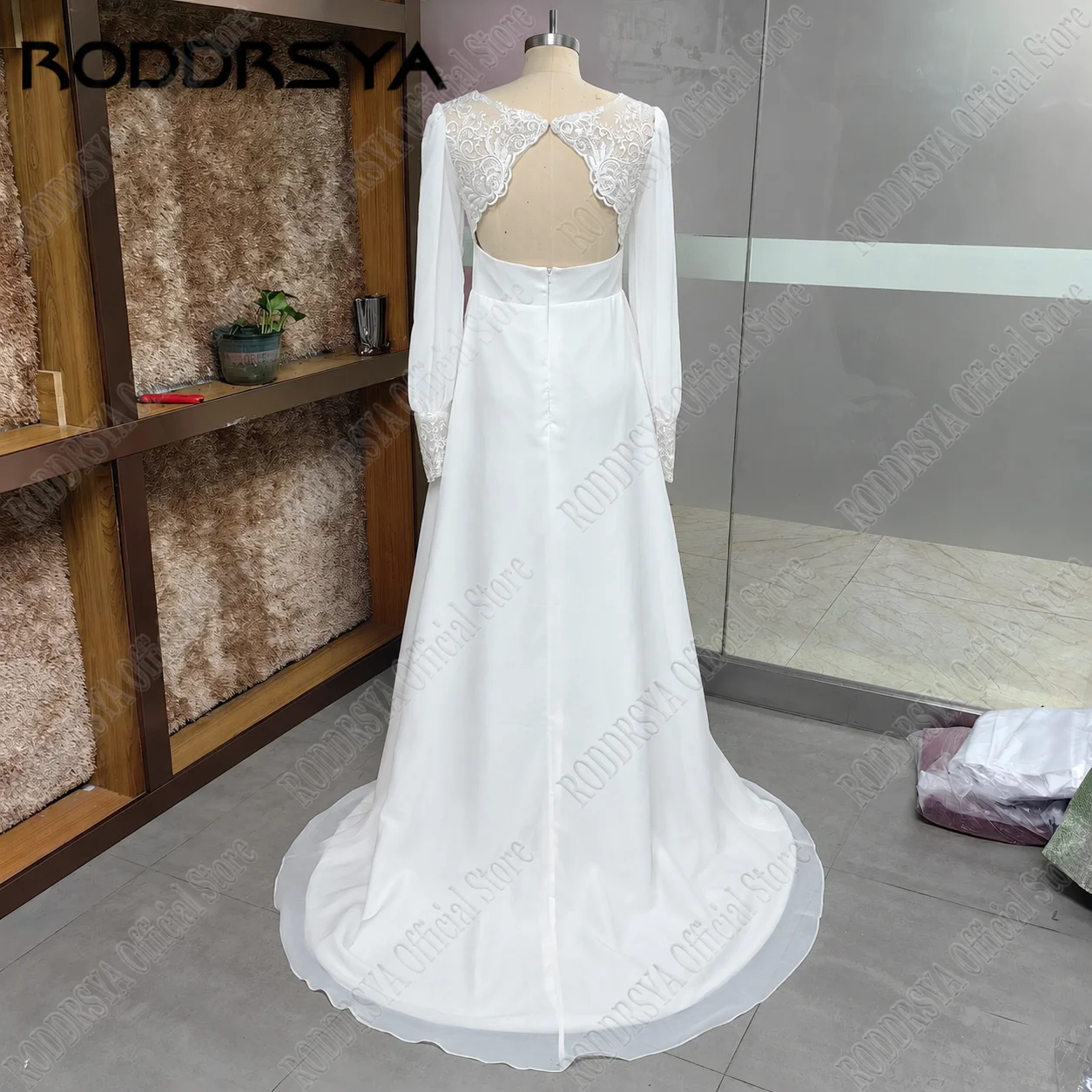 Jeheth Boho A-Linie Chiffon Brautkleider sexy V-Ausschnitt rücken frei Brautkleid Spitze Puff Ärmel Vestidos de Novias nach Maß 2024Jeheth Boho A-Linie Chiffon Brautkleider sexy V-Ausschnitt rücken frei Brautkleid Spit – Detail 10