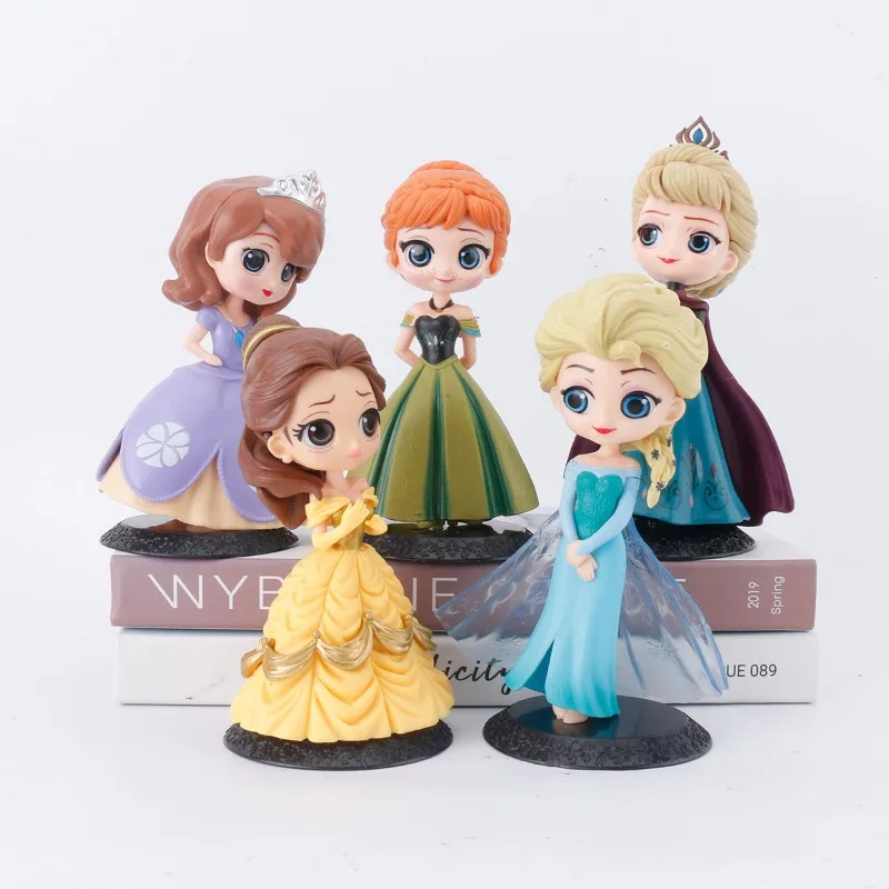 Cartoon Princess Anime Peripheral Action Figures Dolls Elsa Anna Hua Mulan Sophia Bake Cake Miniature Ornament Accessories Toys