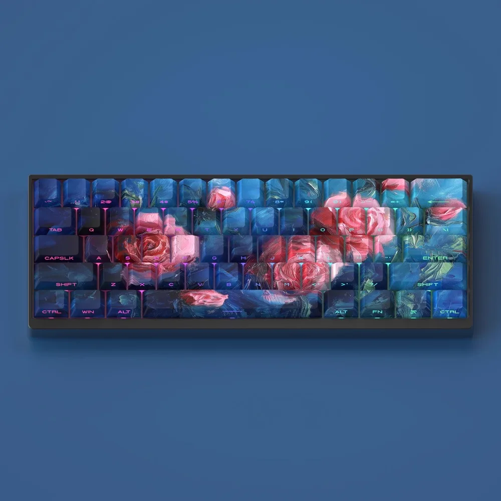 

Rugosa Rose Theme Keycap Set 130Keys PBT Custom Oil Painting Style Cherry Profile Key Cap for Mechanical Keyboard Accessories