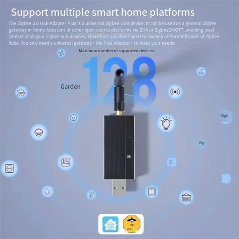 ABVA-Zigbee 3.0 3PCS Universal Wireless Gateway Hub- USB Dongle-P Supports For Raspbian Macos, Zigbee2mqtt For Home Assistant