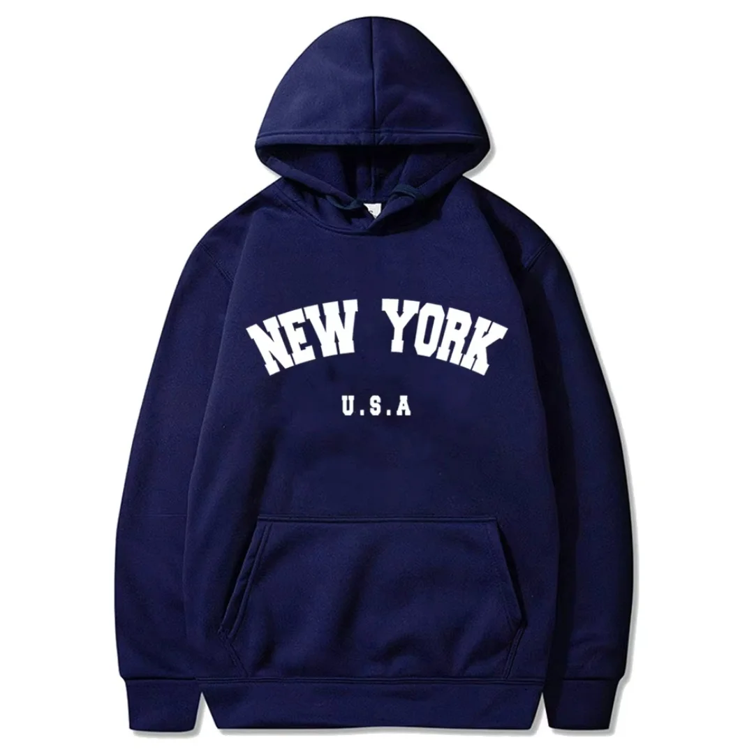 Nova york camiseta gráfica com letras puro algodão outono e inverno moda infantil moletom com capuz masculino e feminino y2k