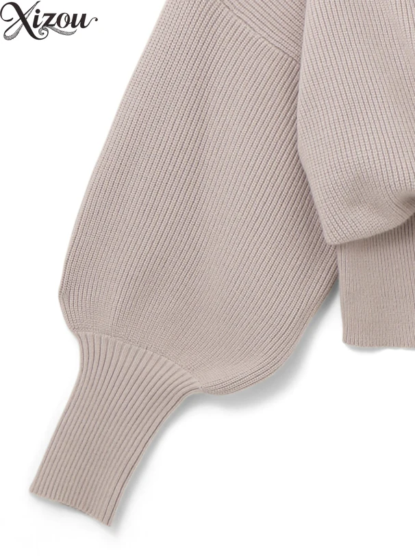 Damskie swetry z dzianiny w stylu japońskim na rok 2025, z odkrytymi ramionami, koronkowym kołnierzykiem, patchworkiem, długimi rękawami, dopasowany sweter, koreański pulower, jednolity kolor.