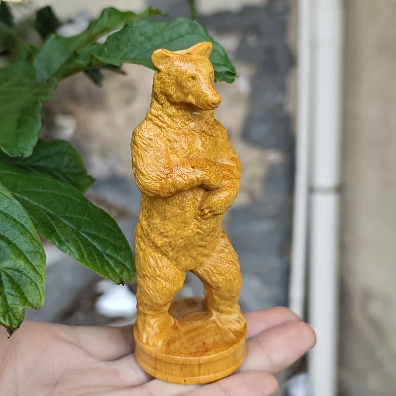 Hand-Carved Wooden Bear Ornament, Standing Bear with Arms Crossed, Home Decoration, Christmas/Housewarming/Birthday Gift, Office Desk Art Ornament, Modern Minimalist Bear Statue Craft